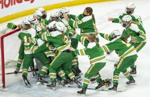 The Edina girl's hockey team celebrated after defeating Andover 2-1 to claim the Group AA state championship on Saturday.    ]

ALEX KORMANN • alex.kormann@startribune.com



Edina took on Andover in the girl's hockey Class AA state championship on Saturday, April 3, 2021 in Xcel Energy Arena in St. Paul.